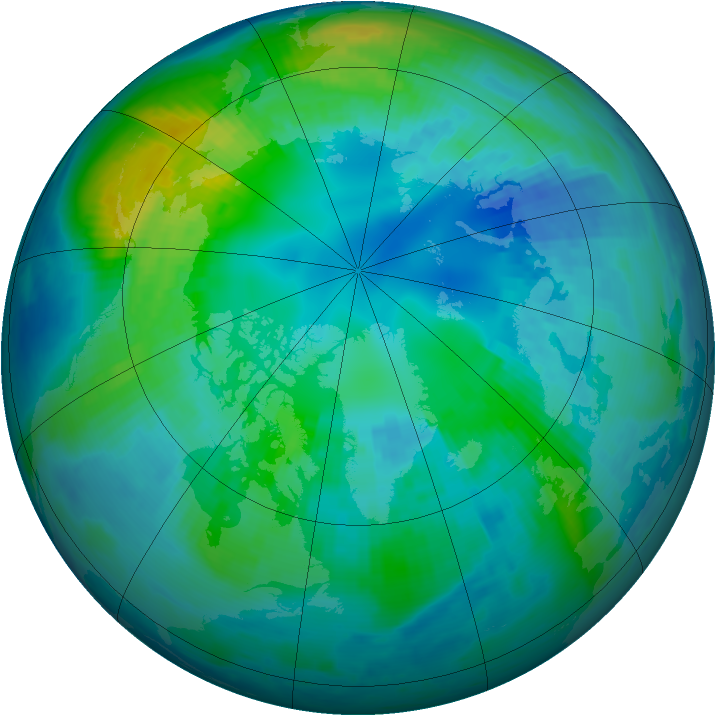 Arctic ozone map for 21 October 2000
